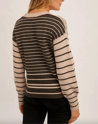 Hem & Thread Striped Short Sweater In Mauve/brown In Multi
