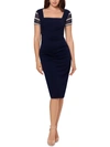BETSY & ADAM WOMENS ILLUSION MIDI COCKTAIL AND PARTY DRESS