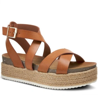 Spring Step Shoes Renae Wedge Sandal In Camel In Brown