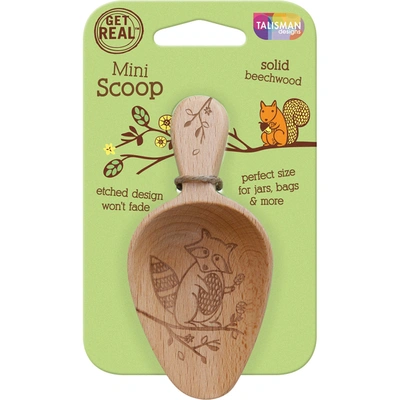 Talisman Designs Laser Etched Beechwood Mini Scoop, Woodland Collection In Brown