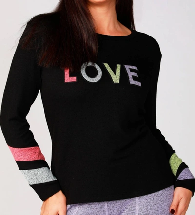 French Kyss Multi Love Crew Top In Black