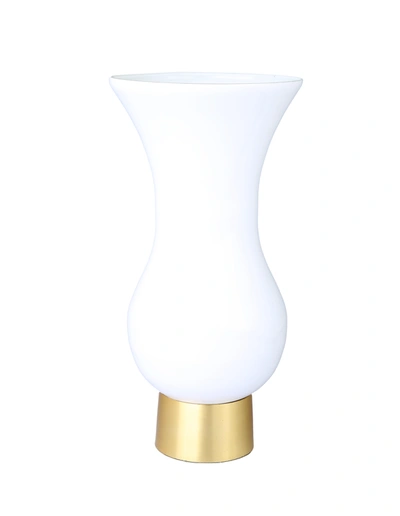 Classic Touch Decor White Glass Vase With Gold Base