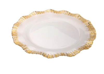 Classic Touch Decor 12" Scalloped Chargers With Gold-set/4