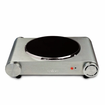 Salton Portable Single Burner Infrared Cooktop In Silver-tone And Black