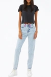 Unemployed Denim Leather Pocket High-rise Tapered Jeans In Light Blue In Blue