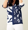 FRENCH KYSS CROCHET SAFARI ZIP HOODIE IN NAVY