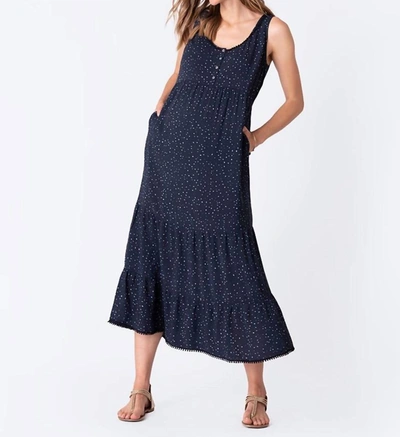 Seraphine Tiered Maternity Maxi Dress In Navy In Blue