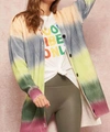 Promesa Rainbow Ombré Colorblock Cardigan In Beige