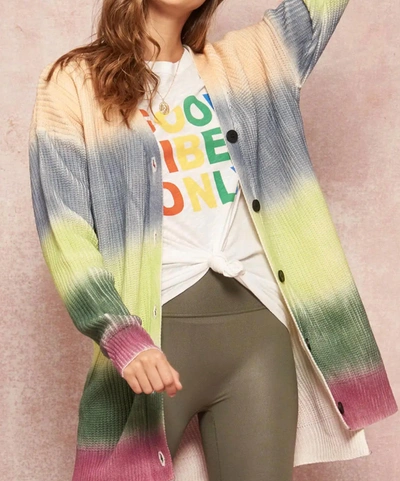 Promesa Rainbow Ombré Colorblock Cardigan In Beige