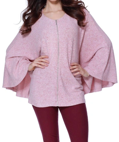 French Kyss Eloise Kashmira Zip Up Poncho In Rose In Pink