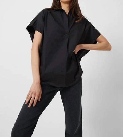 French Connection Frenh Connection Cele Short Sleeve Cotton Top In Black