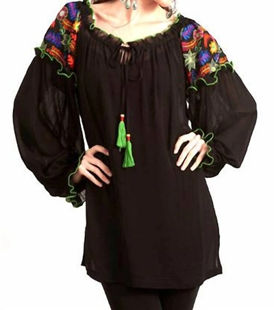 Roja Collection Isabella Peasant Top In Black