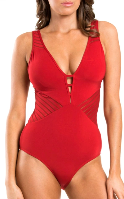 Jets D-dd Tab Plunge One Piece In Chili In Red