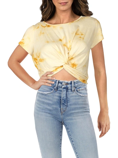 Lisa & Lucy Womens Crop Knot-front Top In Yellow