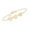 Ross-simons Italian 14kt Yellow Gold Geometric-pattern Heart Station Bracelet In Gold