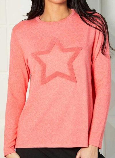 French Kyss Crew With Star Top In Coral In Pink