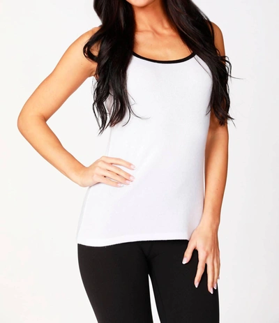 French Kyss Soft Stretch Contrast Tank In Bleach In White