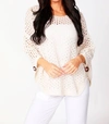 French Kyss Aimee Wooden Button Poncho In Beige In White