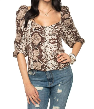 Buddylove Snake Crop Top In Brown In Beige