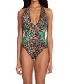 Johnny Was Vivianne Plunge One-piece In Multi In Beige