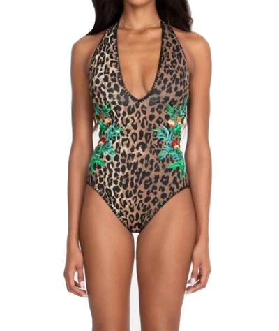 Johnny Was Vivianne Plunge One-piece In Multi In Beige