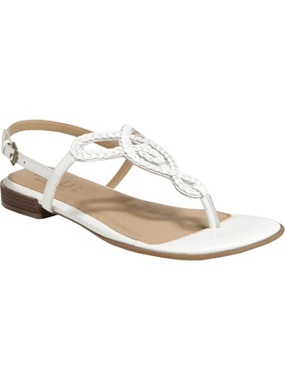 Soul Naturalizer Ready Womens Leather Ankle Strap Flat Sandals In White