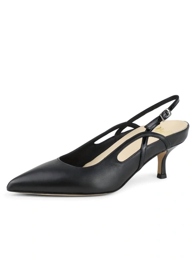 Butter Sadetta Pointed Toe Slingback In Black Leather