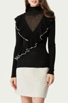 Fangyan Calista Layered-effect Ruffled Turtleneck Top In Black In Black