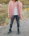 ANDREE BY UNIT SLOUCHY VIBE CARDIGAN IN BLUSH