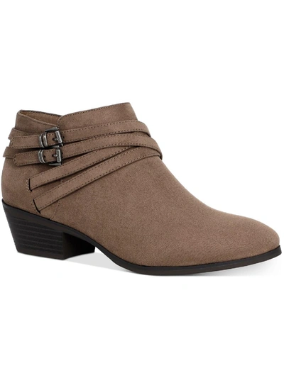 STYLE & CO WILLOW WOMENS MICROFIBER BLOCK HEEL ANKLE BOOTS