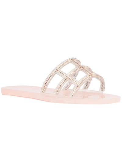 Olivia Miller Jackie Womens Embellished Slip On Slide Sandals In Pink