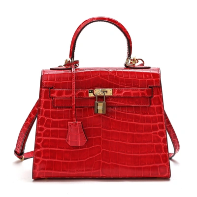 Tiffany & Fred Alligator-embossed Leather Satchel In Red