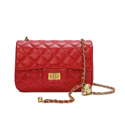 Tiffany & Fred Quilted Sheepskin Leather Crossbody Bag In Red