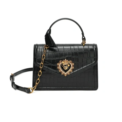 Tiffany & Fred Alligator Embossed Leather Top-handle Bag In Black