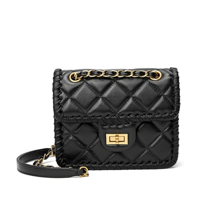 Tiffany & Fred Quilted Sheepskin Leather Croosbody In Black
