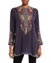 Johnny Was Lilianna Loose Fit Embroidered Tunic In Grey Onyx In Multi
