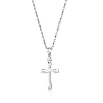 Ross-simons Child's 14kt White Gold Cross Pendant Necklace In Silver