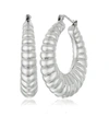 Max + Stone Sterling Silver Large Textured Hoop Earrings In Silver