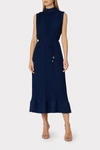 Milly Melina Solid Pleated Dress In Blue