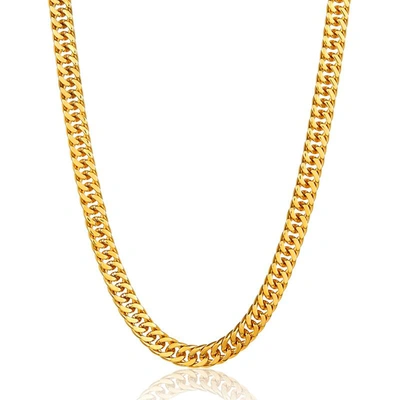Crucible Jewelry Crucible Los Angeles Men's 8mm Wide Stainless Steel 8mm Cuban Chain Necklace In Gold