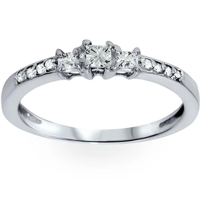Pompeii3 1/4ct Three Stone Princess Cut Diamond Engagement Ring 14k White Gold In Multi