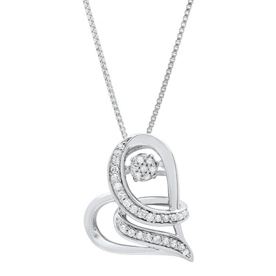Max + Stone Dancing Diamond Heart Pendant Necklace (0.16 Cttw., H-i, Si1-si2) 18" In 925 Sterling Silver