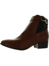 Karen Scott Nadine Womens Faux Leather Block Heel Ankle Boots In Brown