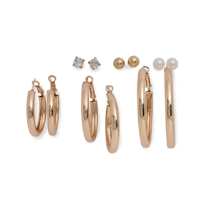 Sohi Pack Of 3 Designer Hoop Earrings In Gold