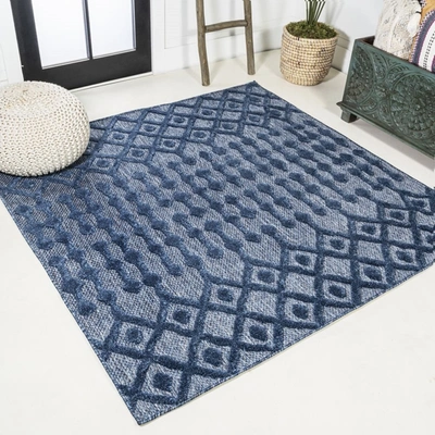 Jonathan Y Peralta Moroccan Diamond Indoor/outdoor Area Rug In Blue