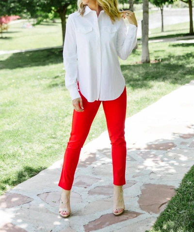 Lyssé Britt Ankle Pant With Lace In Red Rose