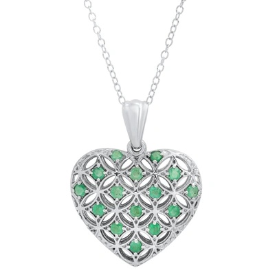 Max + Stone Sterling Silver Genuine Gemstone Heart Shape Filigree Pendant 18' In