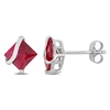 Mimi & Max 2 1/3ct' Tgw Square Cut Created Ruby Stud Earrings In 10k White Gold In Red