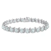Mimi & Max 11 1/5ct Tgw Oval Aquamarine And Diamond Accent S Link Tennis Bracelet In Sterling Silver In Silver