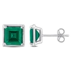 Mimi & Max Women's 3 3/8ct Tgw Created Emerald Bezel Style Square Stud Earrings In Sterling Silver In Green